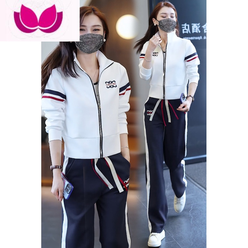 七斓早春休闲运动套装女宽松显瘦2023新款减龄气质卫衣阔腿卫裤套高清大图