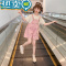 绿彩虹光女童背带裤套装夏装2023新款儿童洋气时髦短袖女孩夏季休闲两件套