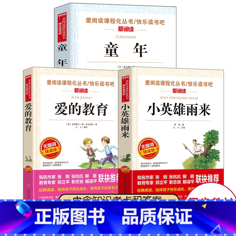 【正版】六年级必读快乐读书吧 童年书高尔基+小英雄雨来书+爱的教育原著全套3册小学生四五六年级必读课外阅读书籍儿童文学励