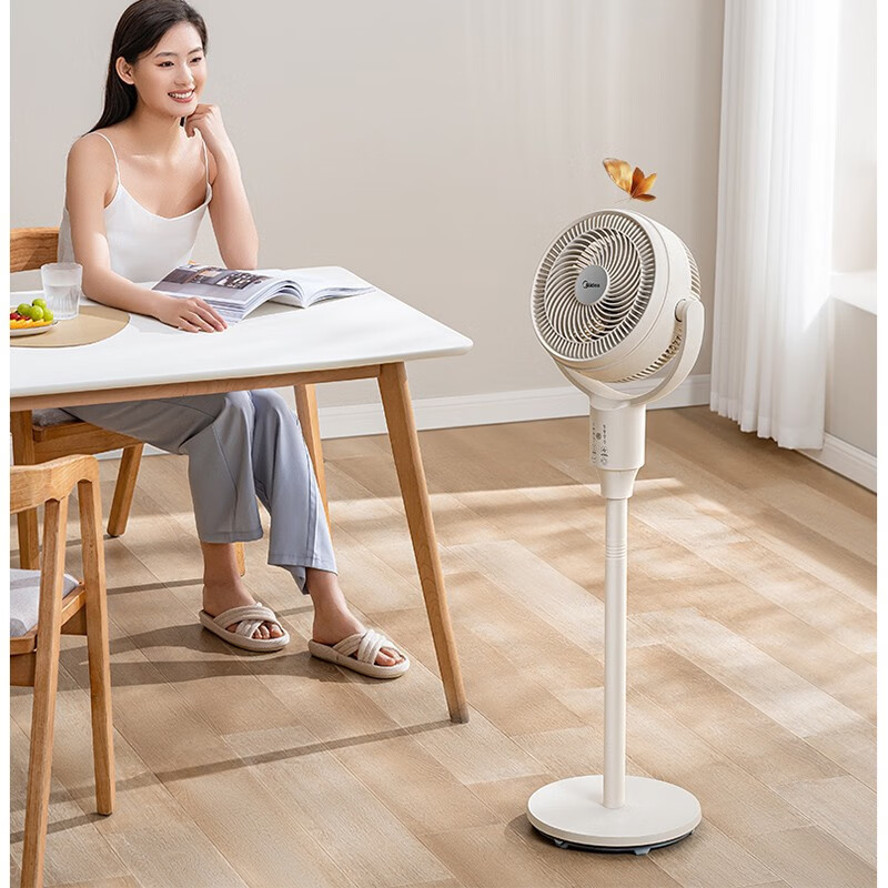 美的(Midea)落地扇循环扇上下上下左右摇头台地两用定时四挡一键空气循环熏香FGA24UJR家用电风扇遥控 白色高清大图