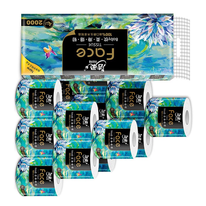 洁柔 BJ203-10 有芯卷纸 卫生纸200g (Face艺术油画) 10卷/提