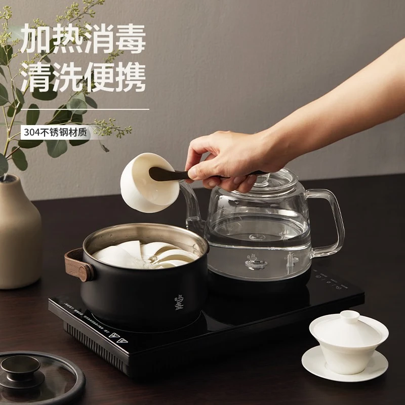 鸣盏全自动上水电热水壶茶台烧水壶电陶炉煮茶器套装自吸式无尘加水电水壶泡茶煮茶专用电茶炉 1L MZ8022(茶洗锅)高清大图