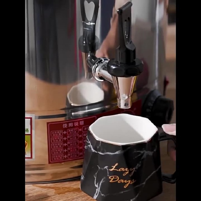 猛世电热熬汤桶商用电加热不锈钢牛羊肉汤锅全自动烧水桶食品级 带龙头带蒸片304盘烧水双层保温2800w50升 65斤水高清大图