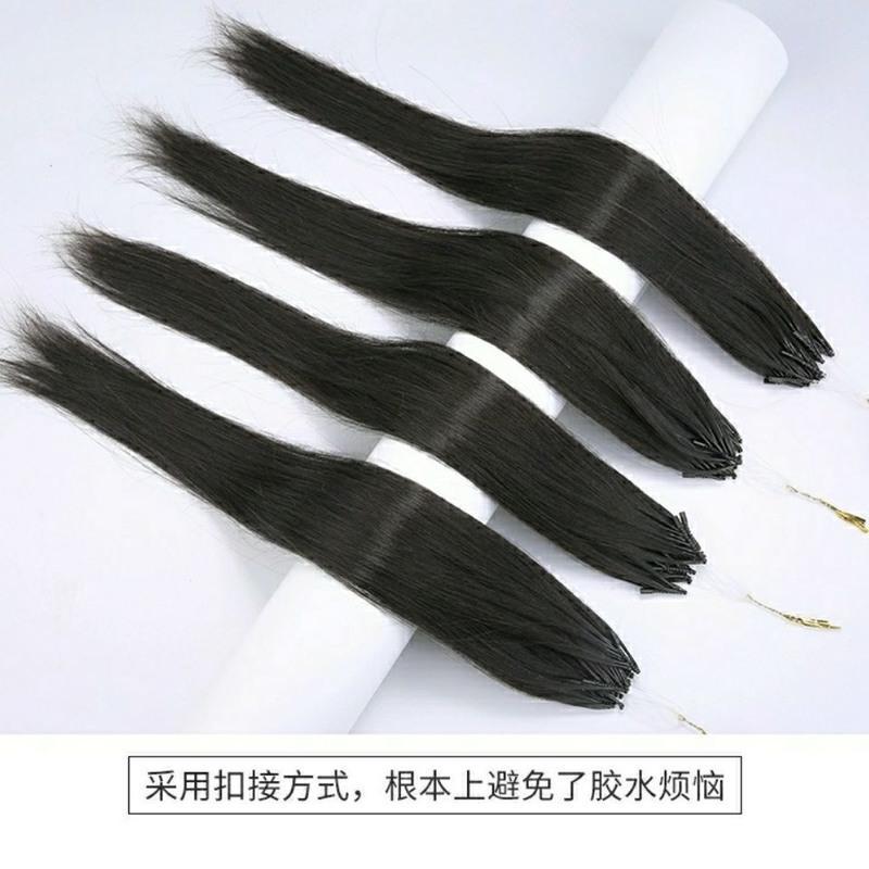 8d接发自己接无痕接发女真发接发束假发女长发羽毛6D接真发发片 黑色 优质顺发35厘米20根