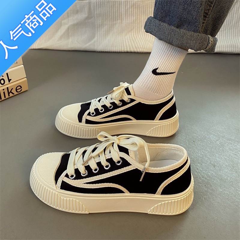 SUNTEK2023春季新款帆布鞋女鞋学生百搭夏季透气ins二潮休闲小白鞋板生高清大图