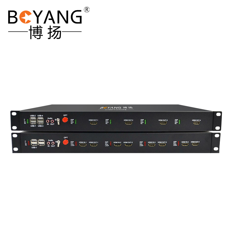 博扬 4K HDMI视频光端机4096*2160P 1路双向HDMI2.0+1路双向音频延长器 BY-4KHh2.0Aa