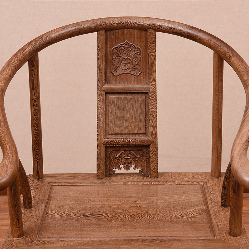 鸡翅木圈椅红木家具中式太师椅仿古木官帽椅闪电客靠背椅单人休闲椅子