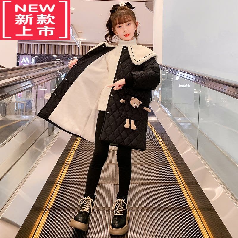 可莉允女童棉服外套冬装洋气2022新款儿童冬季加绒棉衣加厚羽绒棉袄长款图片