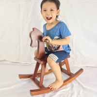 儿童摇摇马实木木制木马小孩玩具摇椅玩具童车摄影1-6岁周岁 原木实木