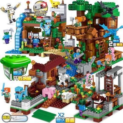 村庄园林书屋豪华版3999 [桶装] 兼容乐高益智积木我的世界男孩子益智拼装拼图玩具儿童村庄6-14岁