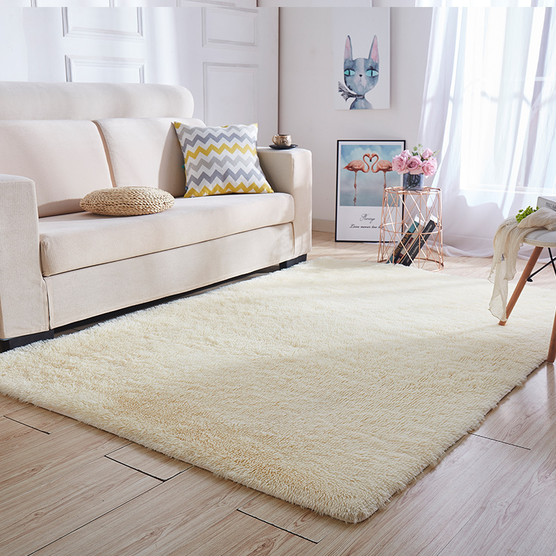 美帮汇白色拍照地毯客厅茶几毯卧室满铺网红房间床边装饰衣帽间地垫 米黄色 定制