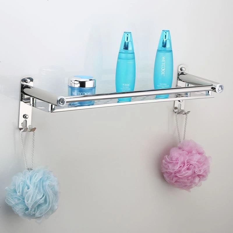 加厚毛巾架免打孔卫生间置物架不锈钢浴室收纳架厕所墙上壁挂件 免打孔+打孔两用(收藏送大礼包) 厚款图片