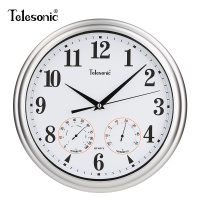 天王星(Telesonic)客厅挂钟现代复古钟表 卧室餐厅石英钟木纹中式会议室书房时钟 静音扫秒机芯 13英寸