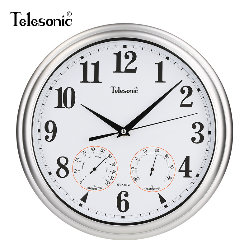 天王星(Telesonic)客厅挂钟现代复古钟表 卧室餐厅石英钟木纹中式会议室书房时钟 静音扫秒机芯 13英寸