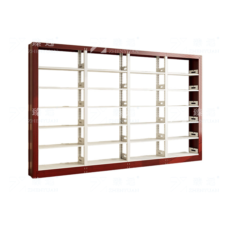 臻远ZY4072629 钢制书架红色转印图书馆书架资料架 单面6层一列四组 3700*300*2000