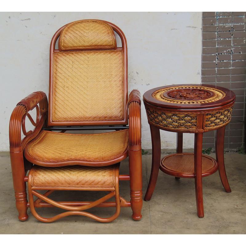 天然真藤椅躺椅折叠椅夏天午睡椅老人休闲藤编高靠背可调节午休椅