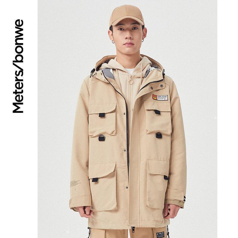 [1件3折价:180]美特斯邦威工装棉服男连帽宽松新款春季多口袋潮流棉衣外套男