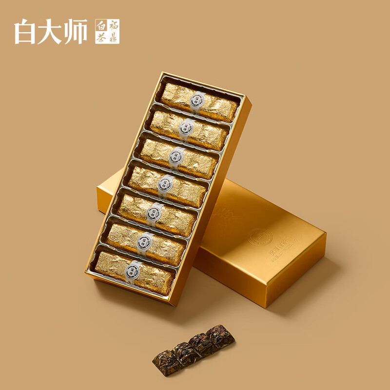 白大师 福鼎白茶2019年特级贡眉小金砖紧压饼干茶叶小方片茶白茶高清大图