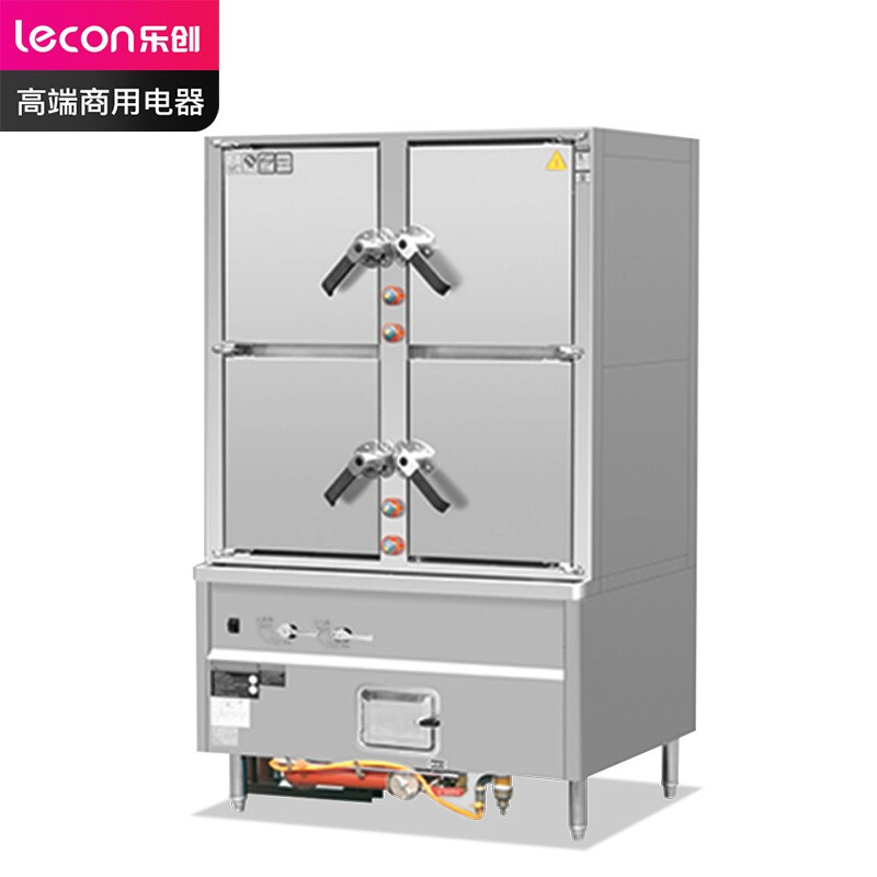 乐创( lecon) 商用海鲜蒸柜 食堂酒店四门鼓风型蒸柜 上下二层工程款 LC-J-SM4A1高清大图