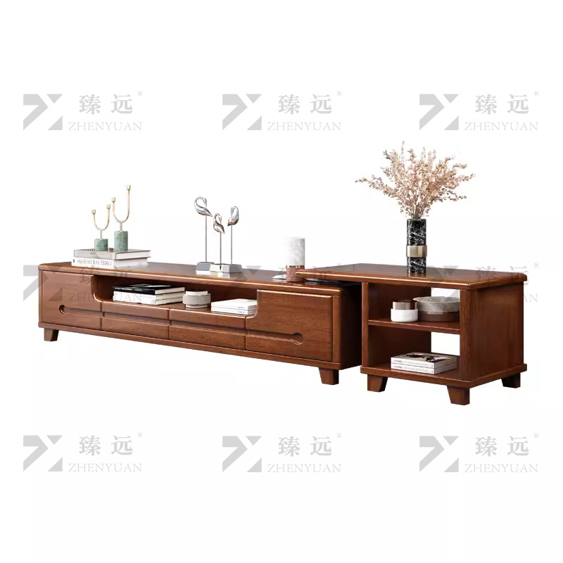 臻远 ZY-DSG-009 简约实木电视柜可伸缩电视柜高清大图