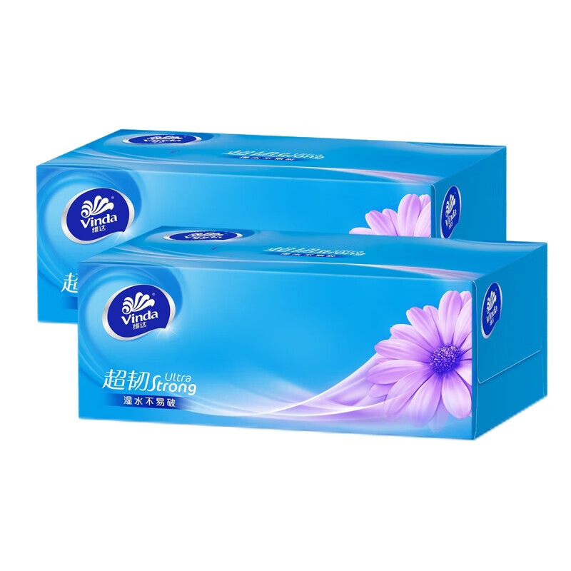 维达Vinda超柔抽纸120抽特大包装强力吸水原木本色健康家居用纸高清大图