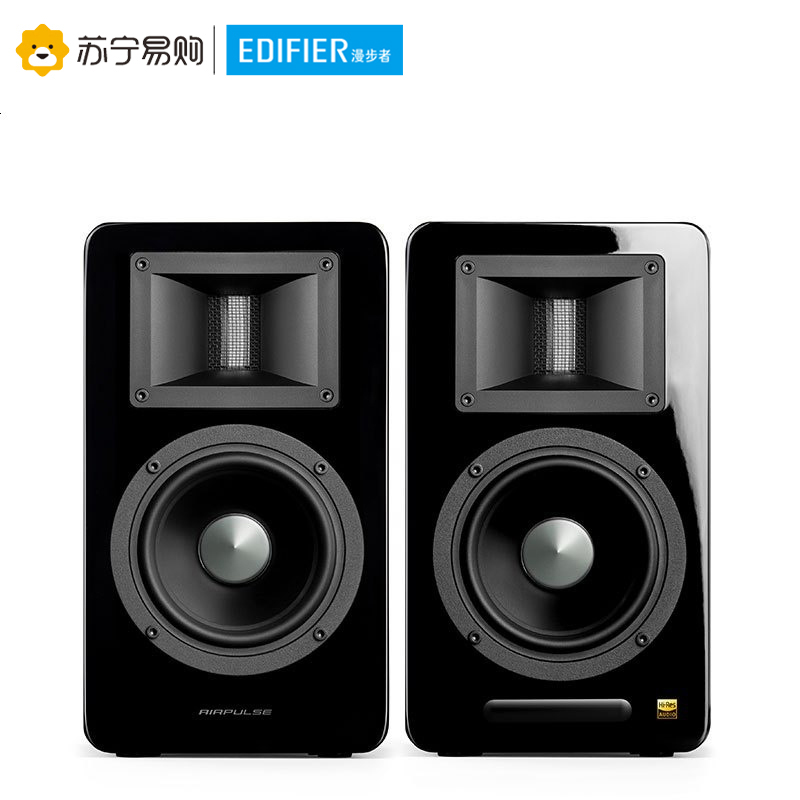 EDIFIER/漫步者 AIRPULSE A100 无线蓝牙4.1HIFI电视客厅旋钮2.0声道木质有源对箱音箱 黑色高清大图