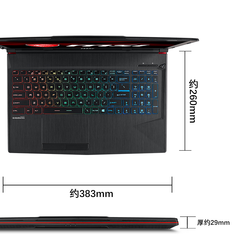微星(msi)GP63 006 15.6英寸120Hz 3ms电竞屏游戏本笔记本电脑 (I7-8750H 8GB 1TB+128GB GTX1060 6GB 赛睿七彩背光键盘)