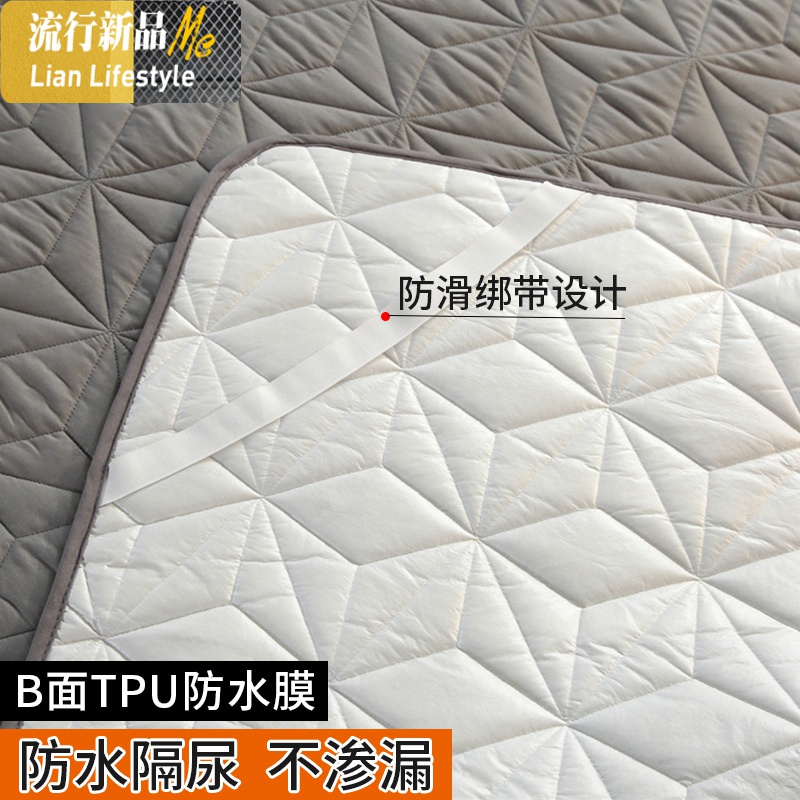 防水隔尿床垫磨毛夹棉保护垫机洗软垫1.8m四季通用透气床褥 三维工匠床护垫高清大图