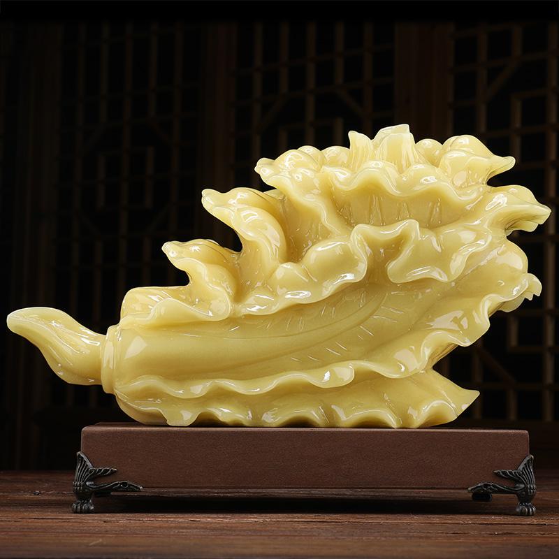 美帮汇玉石白菜摆件大号百财如意工艺品客厅电视柜装饰品高清大图