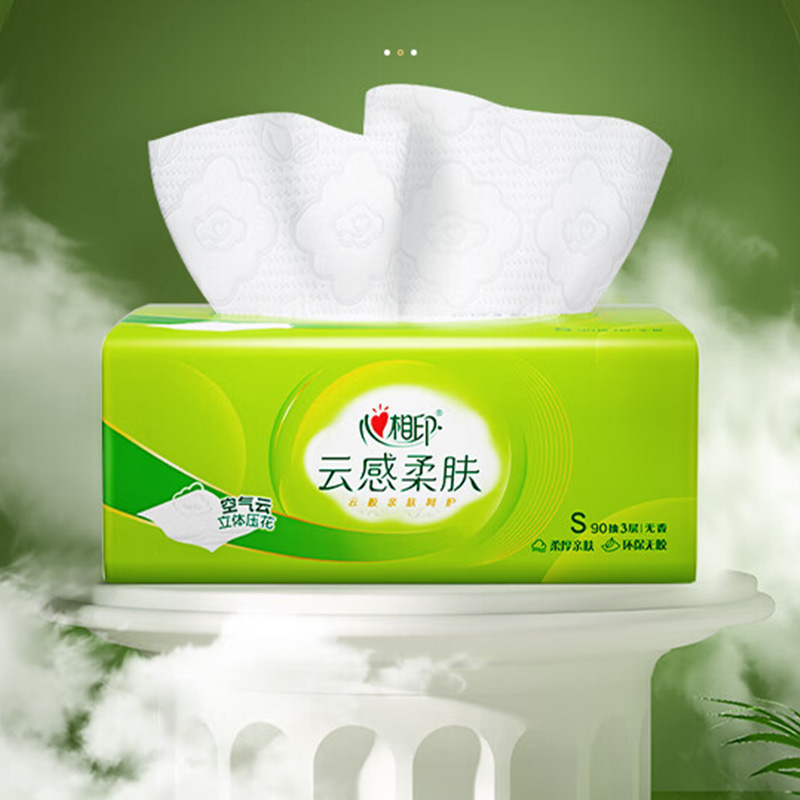 心相印(Mind Act Upon Mind) 云感柔肤抽纸 三层 90抽*24包 三种包装随机发货