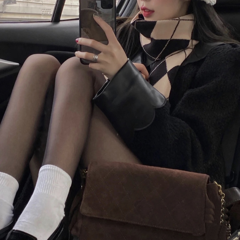 ideamini黑丝袜女秋冬超薄性感加绒加厚连裤袜黑色春秋款jk网红光腿器