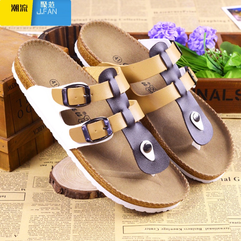 聚范拖鞋男夏季潮流人字拖凉鞋男软木沙滩韩版夹脚情侣凉拖鞋女夏透气高清大图