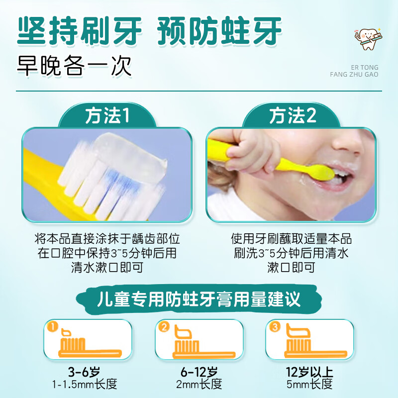 同仁堂医用儿童牙膏防蛀3-6-12-15岁含氟修换复牙期龋齿牙洞不辣口50g高清大图