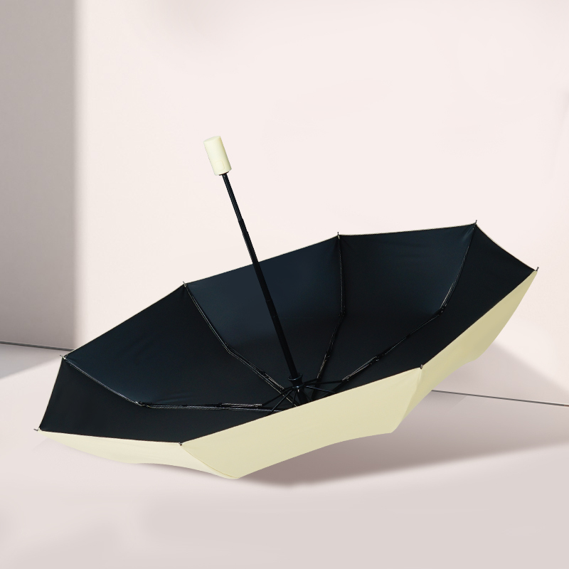 红叶三折简约自动伞 全自动太阳伞折叠遮阳伞黑胶防晒伞防紫外线女晴雨伞 颜色随机-2689!高清大图