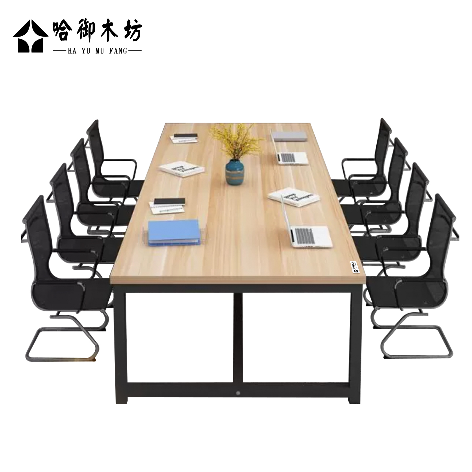 哈御木坊可定制图书室1桌6椅1200*2000*760mm/套高清大图