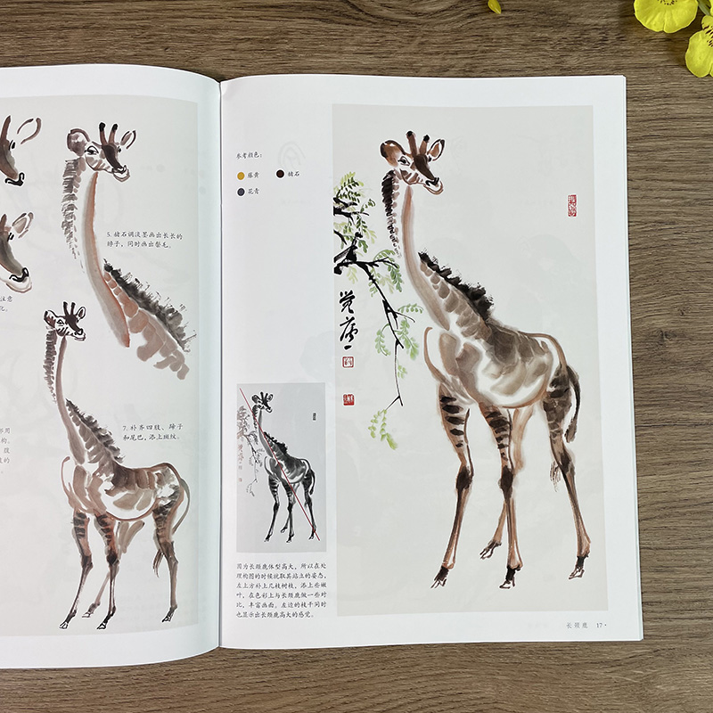 动物篇 [正版]国画入门—动物篇 主要讲解山水画题材的国画入门技法 每幅国画从造型用笔用墨到重点部位的画法步骤图及文字讲高清大图