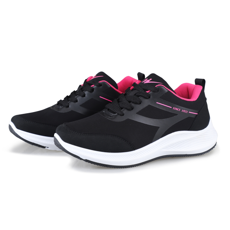 双星运动鞋秋季女款新品黑色增高学生鞋系带休闲跑步鞋