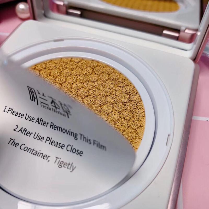 明兰本草气垫花漾润透气垫cc霜遮瑕嫩肤修颜自然色象牙白 象牙色