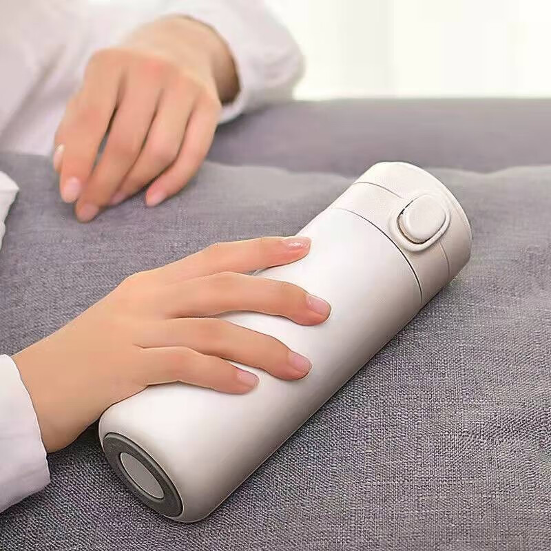 上亨(shangheng) 保温杯男女款成年人学生大容量便捷带盖喝水杯子304不锈钢豌豆杯 简约美[450ML象牙白]高清大图