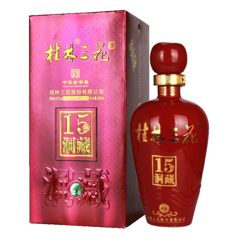 桂林三花酒白酒米香型52度十五年洞藏500ml单瓶装参数