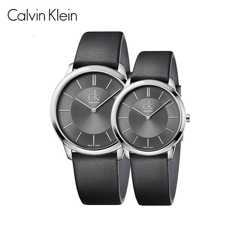 卡文克莱(Calvin Klein)手表休闲编织真皮 石英表 男女士腕表时尚情侣对表欧美品牌 K3M211CS