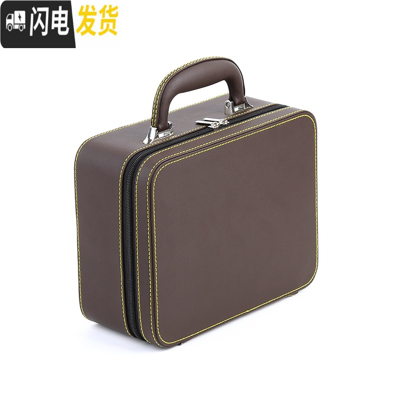 三维工匠皮质多功能旅行便携专业珠宝首饰箱双层可分离首饰品收纳盒高清大图
