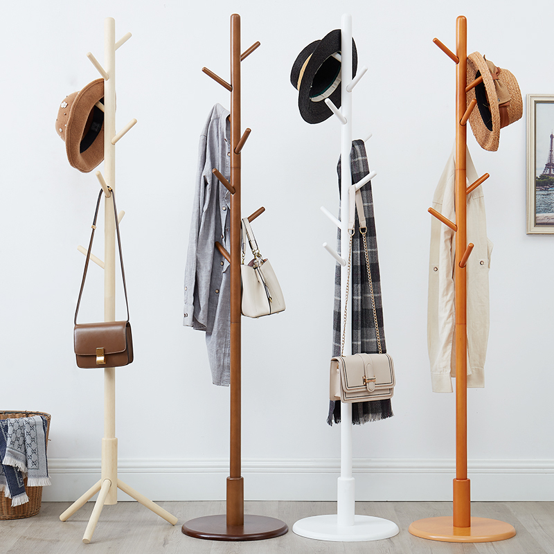 皇豹衣架落地卧室挂衣服架子单杆式房间客厅简易挂衣杆实木衣帽架落地