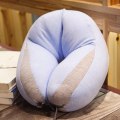 多功能U型枕头脖子颈椎靠枕U形旅行飞机枕午休趴睡枕U枕学生 默认尺寸 蓝色（涤棉面料不可拆洗）