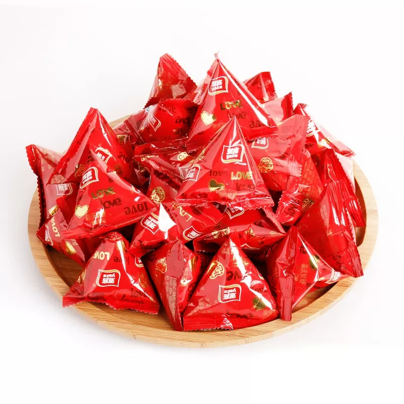 雅客(yake)三角包喜庆软糖500g(约30小包)结婚红色散装喜糖
