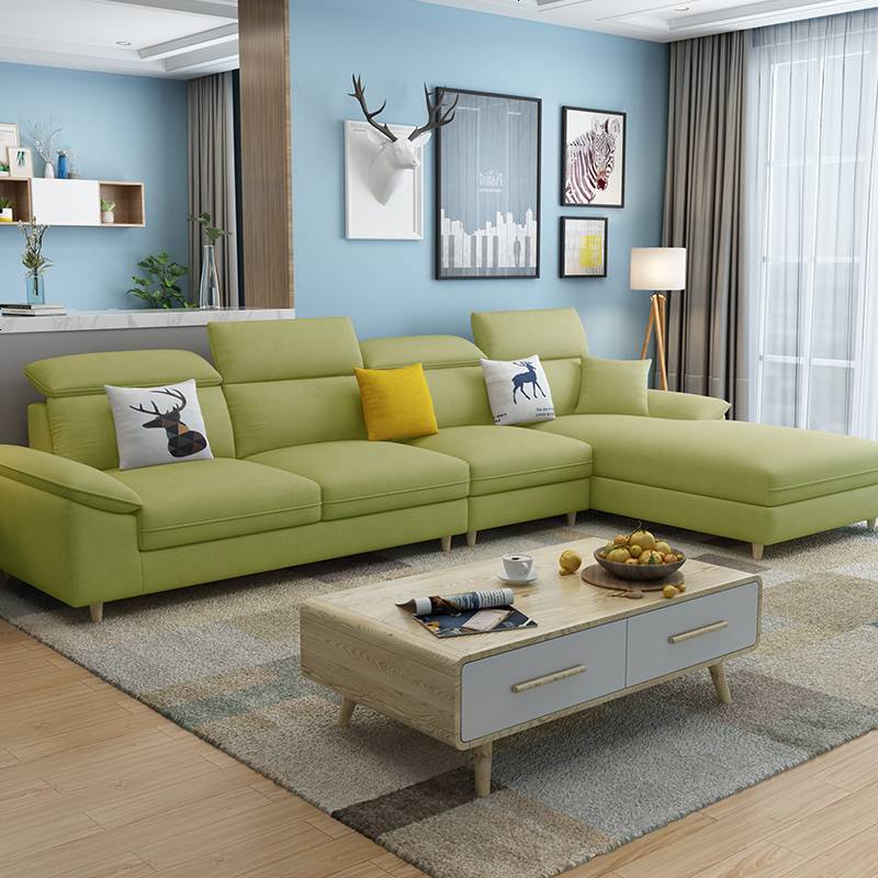 超级新品 北欧布艺乳胶沙发组合现代简约客厅大小户型贵妃转角日式整