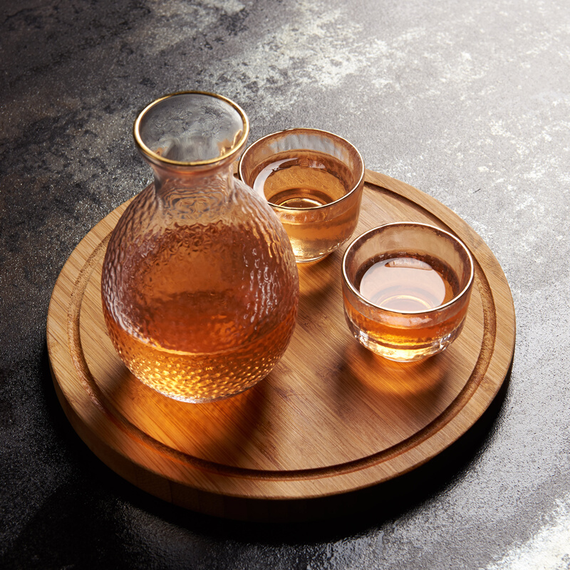 日本清酒酒具日式清酒杯清酒壶套装锤纹玻璃小号酒杯白酒杯温酒壶烫酒