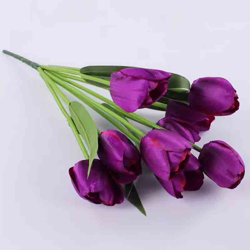 户外花坛仿真花9头郁金香花箱插花假花 500枝起售 9头大郁金香（紫色）