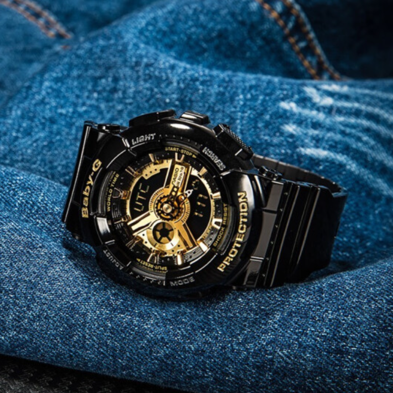 casio卡西欧casiobabyg女表经典潮流少女时代系列防水黑金手表