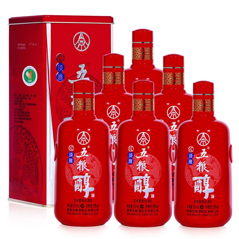 五粮液股份 五粮醇红淡雅 50度 500ml*6瓶整箱 浓香型白酒图片